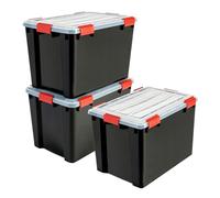 Iris Ohyama, Boite de Rangement Hermétique, 70L, Lot de 3, Noir, DDAT-LD