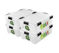 Iris Ohyama, Boite Rangement Hermétique Plastique, 30L, Lot de 4, Transparent, Couvercle, Joint Etanche, Clips de Fermeture, Empilable, pour Exterieur, Garage, Vetement, Anti Poussiere, WSB-30