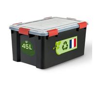 Iris Ohyama, Boite Rangement Hermétique Plastique, 45L, Noir, Couvercle, Joint Etanche, Clips de Fermeture, Empilable, pour Exterieur, Garage, Vetement, Anti Poussiere, WSB-45
