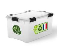 Iris Ohyama Boite Rangement Hermétique Plastique 45L Unité Transparent WSB-45