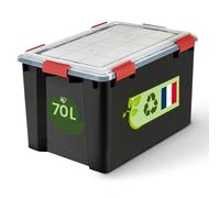 Iris Ohyama, Boite Rangement Hermétique Plastique, 70L, Noir, Couvercle, Joint Etanche, Clips de Fermeture, Empilable, pour Exterieur, Garage, Vetement, Anti Poussiere, Sans BPA, WSB-70