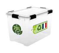 Iris Ohyama, Boite Rangement Hermétique Plastique, 70L, Transparent, Couvercle, Joint Etanche, Clips de Fermeture, Empilable, pour Exterieur, Garage, Vetement, Anti Poussiere, Sans BPA, WSB-70