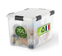 Iris Ohyama, Boite Rangement Hermétique Plastique, 70L, Transparent, Couvercle, Joint Etanche, Clips de Fermeture, Empilable, pour Exterieur, Garage, Vetement, Anti Poussiere, Sans BPA, WSB-70