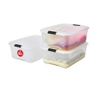 iris ohyama lot de 3 boîtes de rangement top box tb-30 - plastique - 30 l - 57,5 x 39 x 20,5 cm - transparent et noir Noir