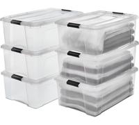 Iris Ohyama, Boite Rangement Plastique avec Couvercle, 30L, NTB-30 | Transparent, Clips de Fermeture, Poignée, Empilable, pour Chambre, Dressing, Bureau, Sans BPA, Caisse de Rangement, Bac