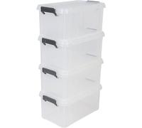 lot de 4 boîtes de rangement multi box mbx-6 - plastique - 6 l - 36,5 x 21,4 x 16,5 cm - transparent et noir