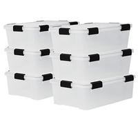 Iris Ohyama, Boite Rangement Hermétique, 30L, Lot de 6, Transparent, Couvercle avec Joint Etanche, 6 Clips de Fermeture, Empilable, pour Exterieur, Garage, Vetement, Anti Poussiere, Sans BPA, DDAT-LS