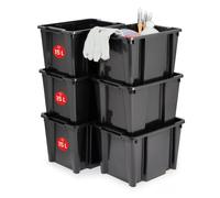 Iris Ohyama, Boîtes de rangement plastique sans couvercle, 15L, Lot de 6, HB-15 Body, Noir