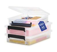 Iris Ohyama, Boîtes/Lot de 3 boîtes de Rangement, Boite de Rangement, Boite Plastique, Document, 3 x 4 L, Empilable, avec Couvercle, Maison, Bureau - Organiser Box LLB-A4 - Transparent