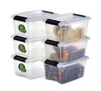 Iris Ohyama, Boitess de Rangement Plastique recyclé avec Couvercle, 15L, Lot de 4, Transparent, NTB-15 Transparent 5L