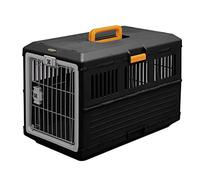 Iris Ohyama, Caisse de transport / cage transport pliable 2 portes (devant & derrière), poignée, ventilation optimale pour chat & chien max 20 kg - Pet Carry FC-670, Noir