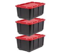 Iris Ohyama, Caisse Rangement avec Couvercle Robuste, 100L, Lot de 3, Noir, UTB-27