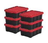 Iris Ohyama, Caisse Rangement avec Couvercle Robuste, 12,5L, Lot de 6, Rouge, DDSKT-130