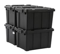 Iris Ohyama, Caisse Rangement avec Couvercle Robuste, 21L, Lot de 4, Noir, DDSKT-210