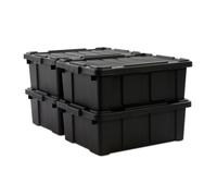 Iris Ohyama, Caisse Rangement avec Couvercle Robuste, 43L, Lot de 4, Noir, DDSKT-430