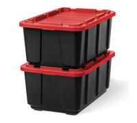 Iris Ohyama, Caisse Rangement Plastique avec Couvercle Robuste, 100L, Lot de 2, Noir, UTB-27