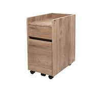 Iris Ohyama, Caisson de Bureau, Placard de Rangement Mobile, avec roulettes, 2 tioirs et 1 étagère, Documents & Dossiers, Montage Facile, Bois Solide, Chambre - Desk Cabinet FDK-3059- Marron Cendré