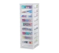 Iris Ohyama, Caisson de rangement plastique A4, 10 Petits Tiroirs, Blanc, OCH-2100