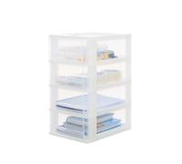 Iris Ohyama, Caisson de rangement plastique A4, 4 Tiroirs Moyens, Blanc, DDOCH-2004