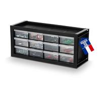 Iris Ohyama, Casier de Rangement Vis, 12 Grands Tiroirs, Empilable, Fixation Murale, Butée de Tiroir, Polyvalent, Quincaillerie, Bricolage, Lego, sans BPA, Compartiments, DPC-12