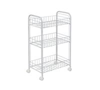 Iris Ohyama, Chariot de rangement, 3 étages, Sur roulettes, , cuisine, buanderie, salle de bain - Mesh Cart DMC-3 - Blanc