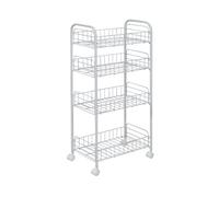 Iris Ohyama, Chariot de rangement, 4 étages, Sur roulettes, , cuisine, buanderie, salle de bain - Mesh Cart DMC-4 - Blanc