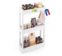 Iris Ohyama, Chariot Rangement Etroit pour Cuisine, 3 Etages, SRC-3 Blanc