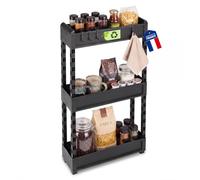 Iris Ohyama, Chariot Rangement Etroit pour Cuisine, 3 Etages, SRC-3 Noir
