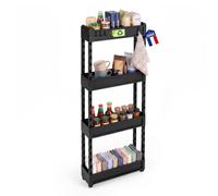 Iris Ohyama, Chariot Rangement Etroit pour Cuisine, 4 Etages, SRC-4 Noir