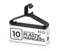 Iris Ohyama, Cintre, Cintres Plastique, Fabriqué en France, 39 cm, Lot de 10 cintres, Cintre Gain de Place, CHM-39, Noir, Hangers, Cintre Pantalons, Chemises, Manteaux, Robes, Résistants