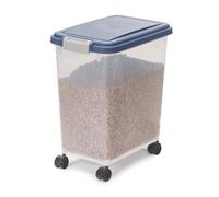 Iris Ohyama, Conteneur à Nourriture plastique(PP) hermétique sans BPA pour animaux avec Roues, 35L, MP-8, Bleu