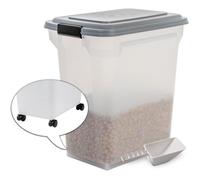 Iris Ohyama, Boite Croquette Chien Hermetique à roulettes, 45L/15kg, Gris, Couvercle à Rabat avec Joint Etanche, Plastique, pour Chien, Chat, Friandises, Conteneur Croquettes, sans BPA, ATS-L