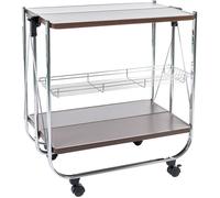 Iris Ohyama Desserte Chariot Plateau de service Roues CW-005 Marron L68.5 x P43.5 x H69 cm