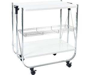 Iris Ohyama, Desserte de cuisine, chariot, 2 étagères, panier en filet, avec roues, cuisine, salle à manger - Kitchen Wagon CW-005 - Blanc