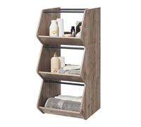 Iris Ohyama, Étagère, Boîte de Rangement en Bois, Meuble d'appoint,1 Porte Rabattable, Empilable, Solide, Cuisine, Chambre, Salon - Basic Furniture Shelf - IWB-400 - Marron Cendré