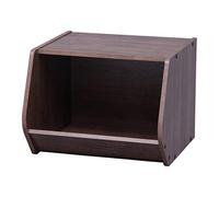 Iris Ohyama, Étagère, Boîte de Rangement en Bois, Meuble d'appoint, Multifonctionnel, Empilable, Design, Solide, Bureau, Chambre, Salon - Stack Box STB-400 - Marron