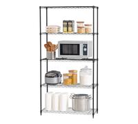 Iris Ohyama, Étagère Charge Lourde, Meuble de Rangement, Meuble en métal, Étagère métallique à 5 Niveaux,Emboîtable, Hauteur Adjustable, Cuisine, Garage, Bureau - Metal Rack Mr-MT5 - Noir