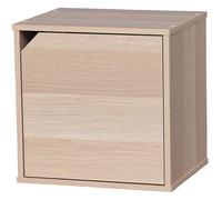 Iris Ohyama, Étagère, Meuble, Cube de Rangement, Petit Meuble de Rangement, Meuble d'appoint,Porte avec Clips, Empilable, Solide, Bureau, Chambre, Salon - QR Box with Door - QR-34D- Marron Clair