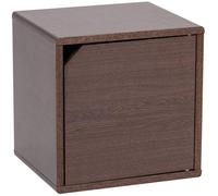 Iris Ohyama, Étagère, Meuble, Cube de Rangement, Petit Meuble de Rangement, Meuble d'appoint,Porte avec Clips, Empilable, Solide, Bureau, Chambre, Salon - QR Box with Door - QR-34D- Marron