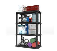 Iris Ohyama, Etagere de Rangement Plastique Résistante, Capacité de 120 kg, Facile à Assembler, 4 étages, sans BPA, Etagere Garage, Cuisine, Rangement pour Espace de Travail, Résine PRS-L4, Noir