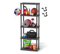 Iris Ohyama, Etagere de Rangement Plastique Résistante, Capacité de 125 kg, Facile à Assembler, 5 étages, sans BPA, Etagere Garage, Cuisine, Rangement pour Espace de Travail, Résine PRS-M5, Noir