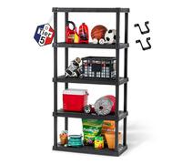 Iris Ohyama, Etagere de Rangement Plastique Résistante, Capacité de 150 kg, Facile à Assembler, 5 étages, sans BPA, Etagere Garage, Cuisine, Rangement pour Espace de Travail, Résine PRS-L5, Noir