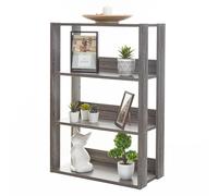 Iris Ohyama, Bibliothèque, Meuble de rangement à 3 Niveaux, Étagères ajustables tous les 14 cm, Stable, Industriel, Montage Facile, Salon, Entrée, Chambre, Bureau - Open Wood Rack OWR-600 - Chêne gris