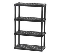 Iris Ohyama, Etagere Large de Rangement Plastique Résistante, Capacité de 280 kg, Facile à Assembler, 4 étages, sans BPA, Etagere Garage, Cuisine, Rangement pour Espace de Travail, PRS-XL4, Noir