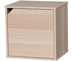 Iris Ohyama, Étagère, Meuble, Cube de Rangement, Petit Meuble de Rangement, Meuble d'appoint,Porte avec Clips, Empilable, Solide, Bureau, Chambre, Salon - QR Box with Door - QR-34D- Marron Clair