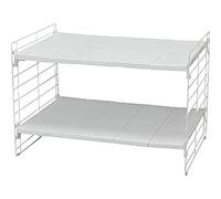 Iris Ohyama, Étagère,Organiseur pour placard, Sous évier, Extensible, Rangement en plastique pour armoires de cuisine, Garde-manger, Aliments et ustensil - Telescopic Rack 2-tier USD-2V - Blanc
