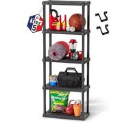 Iris Ohyama, Etagere Plastique Rangement , Résistante, Noir, Charge de 25 kg par Niveau, Facile à Assembler, Etagere Garage,