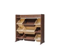 Iris Ohyama, Étagère pour jouet, Meuble de rangement enfant, Organisateur, Boîtes à jouets, 9 coffres amovibles multicouleurs, Ecole, Chambre, Salle de jeux - Kids Toy Rack - TKTHR-39 - Marron