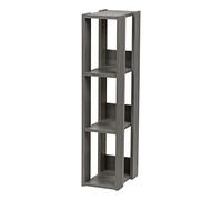 Iris Ohyama, Bibliothèque, Meuble de rangement à 3 Niveaux, Étagères ajustables tous les 14 cm, Stable, Industriel, Montage Facile, Salon, Entrée, Chambre, Bureau - Open Wood Rack OWR-200- Chêne Gris