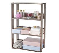 Iris Ohyama, Bibliothèque, Meuble de rangement à 3 Niveaux, Étagères ajustables tous les 14 cm, Stable, Industriel, Montage Facile, Salon, Entrée, Chambre, Bureau - Open Wood Rack OWR-600- Marron